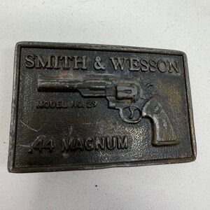 Vintage Smith & Wesson‎ Model No 29 .44 Magnum Brass Belt Buckle Revolver Gun